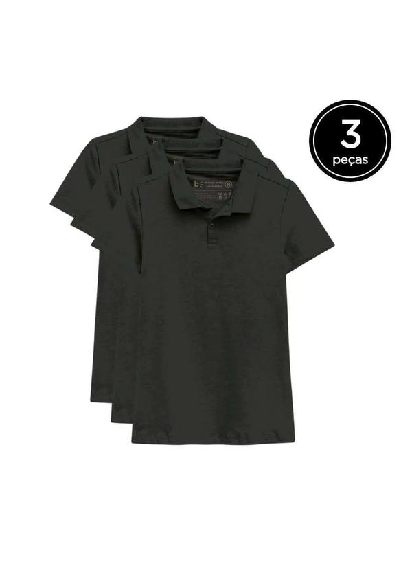 Basicamente - Kit 3 Camisas Polo Feminina Preto 2