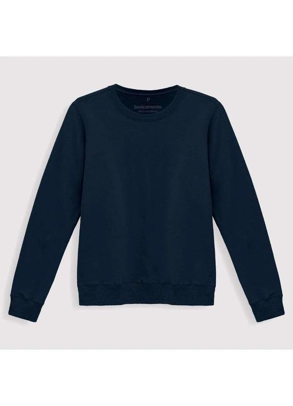 Basicamente Blusa Moletom Felpa Feminina Azul Marinho