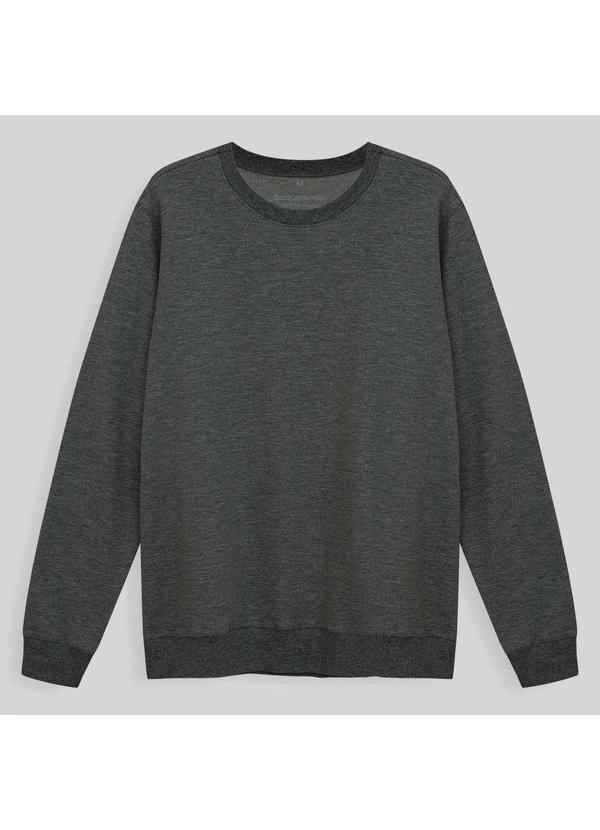 Basicamente - Blusa Moletom Felpa Masculina Mescla Escuro