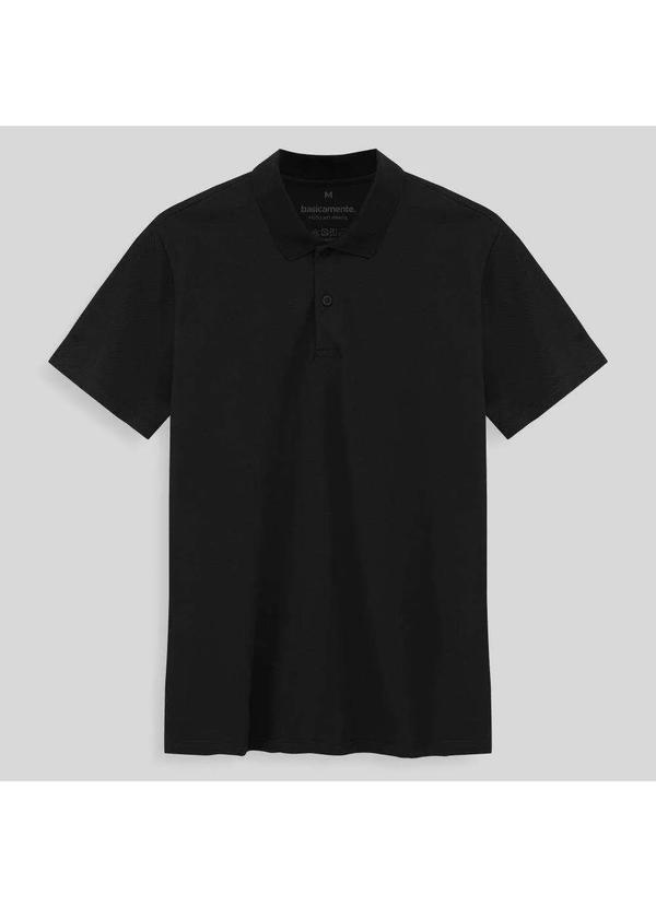 Basicamente - Camisa Polo Piquet Masculina Preto