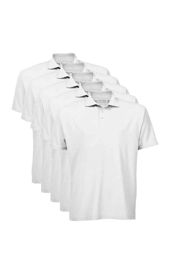 Basicamente - Kit 5 Camisas Polo Masculina Branco