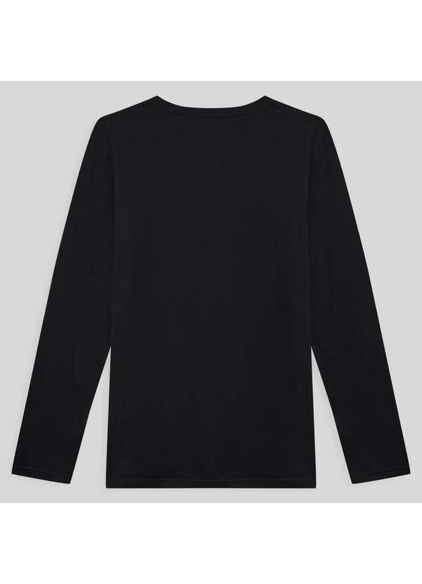 Basicamente - Camiseta Básica Gola V Manga Longa Masculina Preto 3