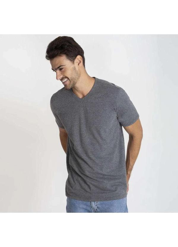 Basicamente - Camiseta Básica Gola V Masculina Mescla