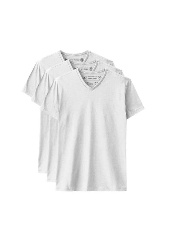Basicamente - Kit 3 Camisetas Gola V Masculina Branco