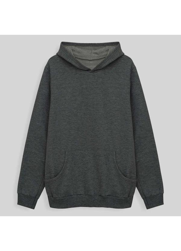 Basicamente - Blusa Moletom Felpa Capuz Masculina Mescla Escuro