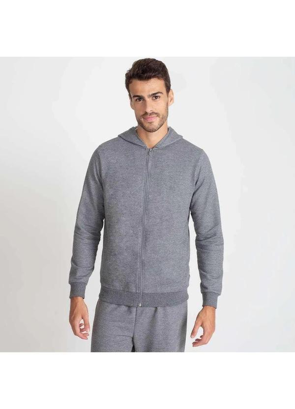 Basicamente - Jaqueta Moletom Masculina Mescla Escuro