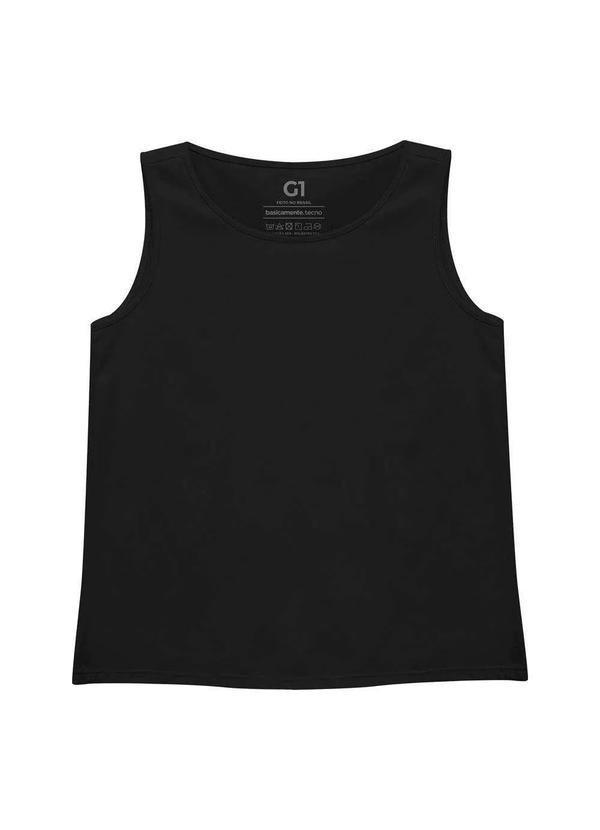 Basicamente - Regata Algodão Premium Plus Size Feminina Preto