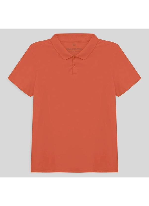 Basicamente - Camisa Polo Algodão Premium Plus Size Feminino Laranja Coral