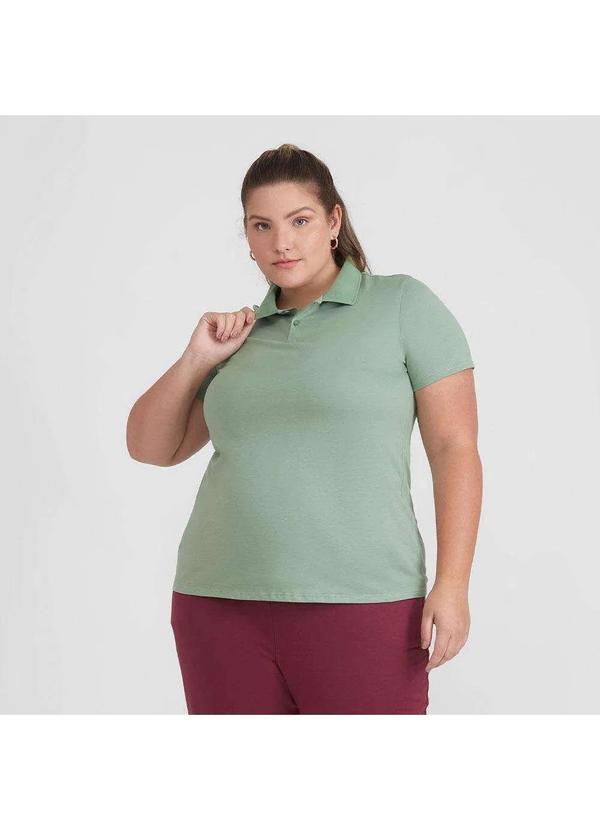 Basicamente - Camisa Polo Algodão Premium Plus Size Feminino Verde Jade 3