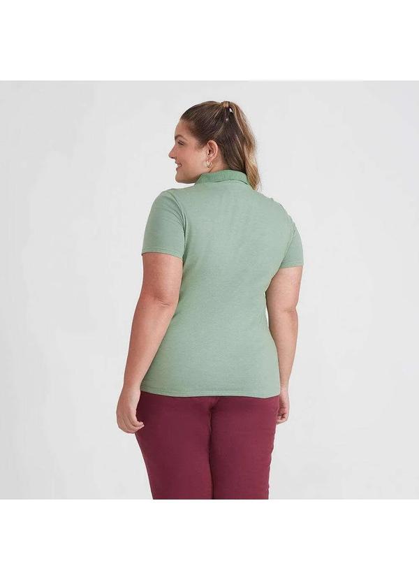 Basicamente - Camisa Polo Algodão Premium Plus Size Feminino Verde Jade 4