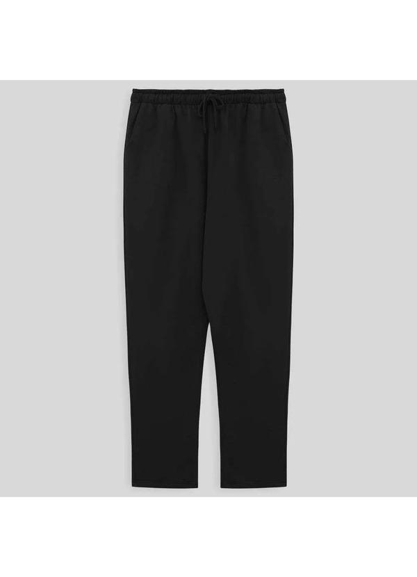 Basicamente - Calça Reta Moletom Felpa Plus Size Masculina Preto
