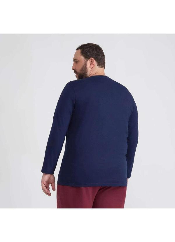 Basicamente - Camiseta Básica Manga Longa Plus Masculina Azul Marinho 3