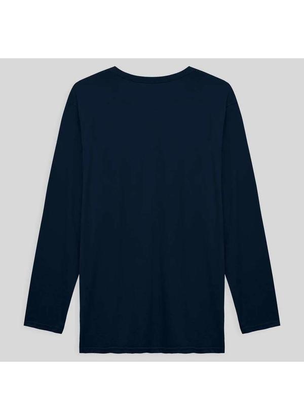 Basicamente - Camiseta Básica Manga Longa Plus Masculina Azul Marinho 5