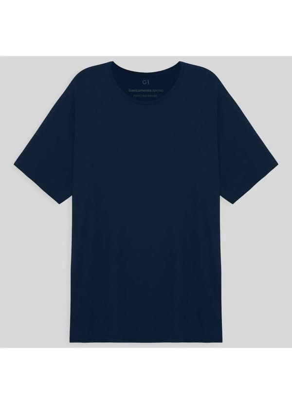 Basicamente - Tech T-Shirt Modal Gola C Plus Size Masculina Azul Marinho