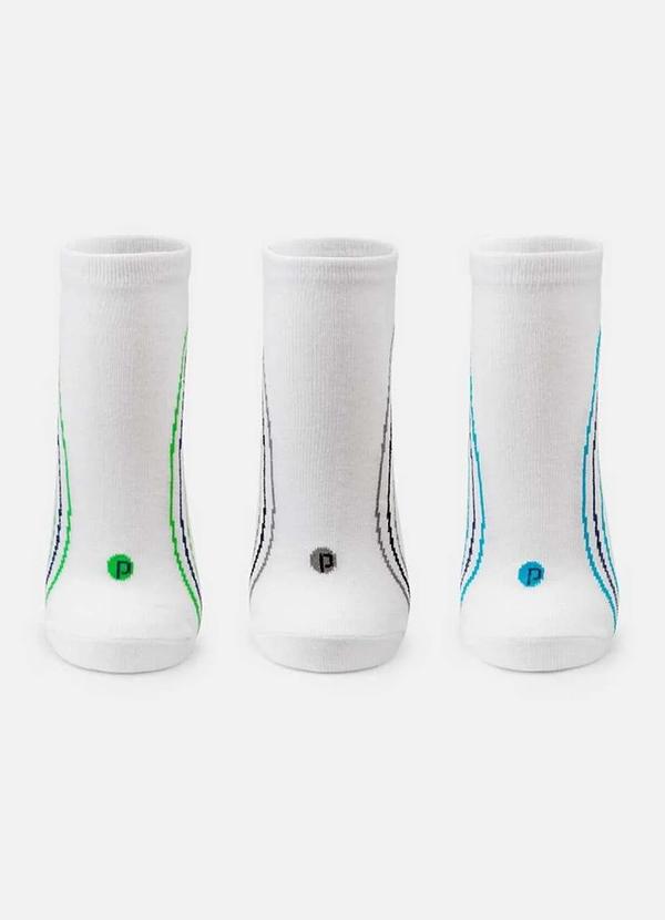 Puket - Kit com 3 Meias Cano Curto Puket 8547 3764-100-Branco