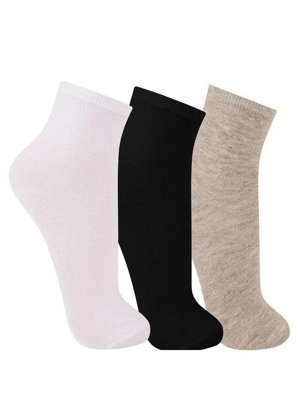 Trifil - Kit 3 pares de Meias Cano Médio Trifil 7686 002-Preto-Mescla-Branco