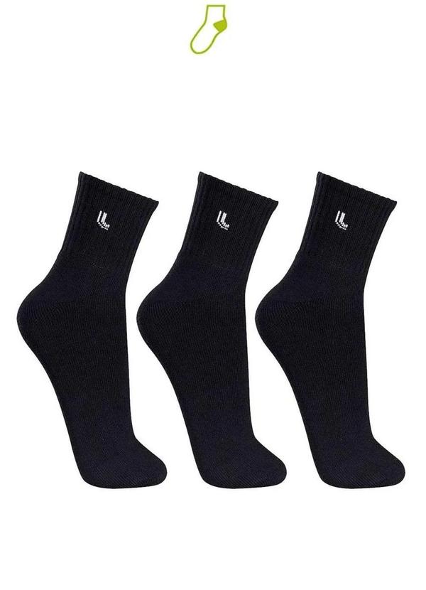 Lupo - Kit 3 pares de Meias Esportiva Cano Médio Lupo 3245-089 0902-Preto