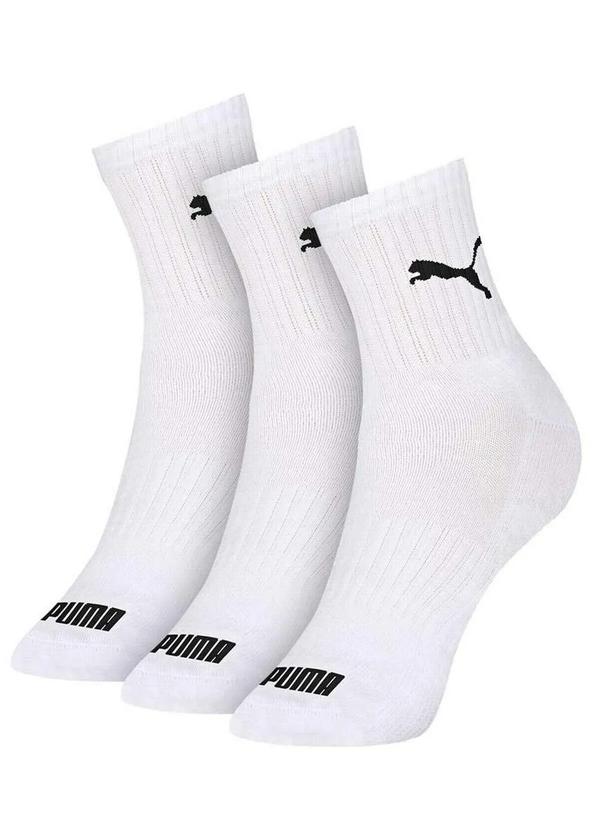 Puma - Kit com 3 Meias Puma 4795-001 F:998-Branco/Preto