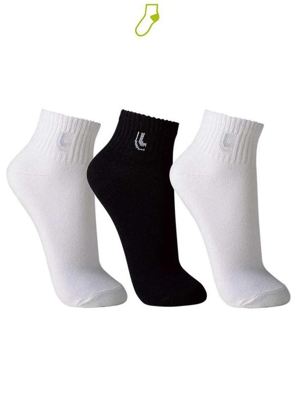 Lupo - Kit/3 Meia Lupo 3223-089 0901-Branco/Branco/Preto