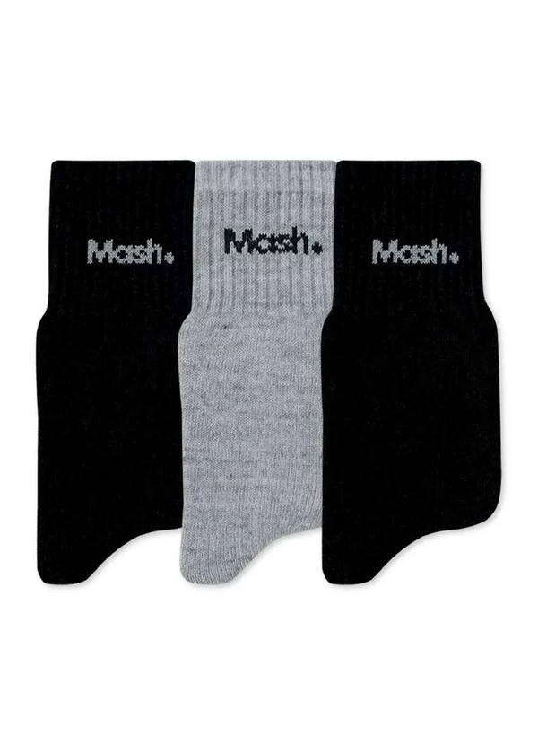 Mash - Kit/3 Meia Mash 202.05 Pt01-Preto/Cinza/Preto 2