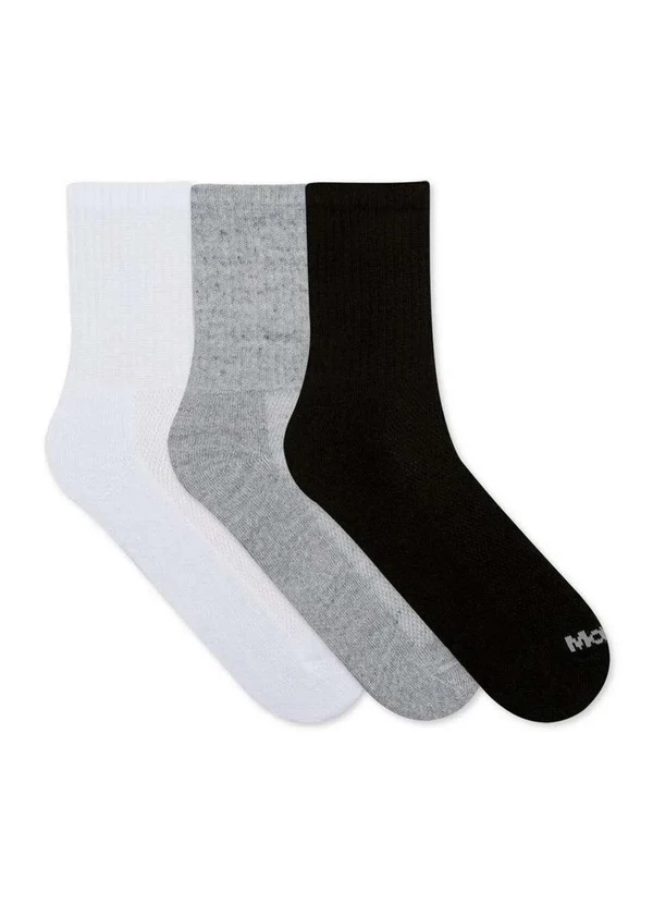 Mash - Kit/3 Meia Mash 202.09 Pt00-Branco/Preto/Mescla