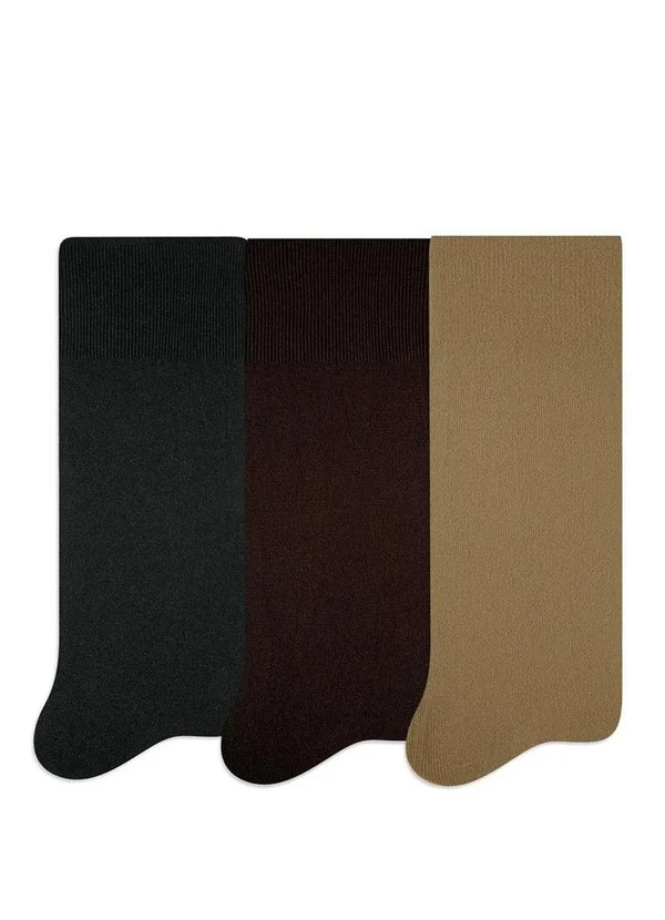 Selene - Kit/3 Meia Selene 3033-001 999-Preto/Cafe/Kaki