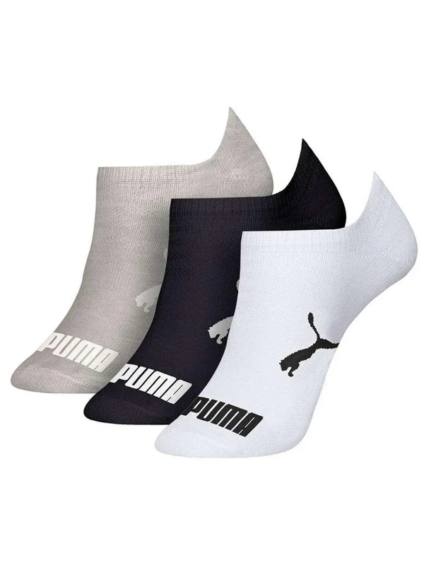 Puma - Kit com 3 Meias Puma 4515-001 996-Cinza-Mescla/Preto/Branco