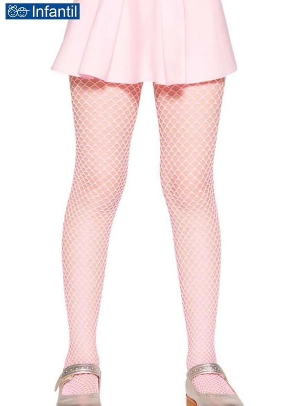 Meia Calça Infantil Arrastão Lobinha 2513-002 5220-Rosa - Meias Sao Jorge