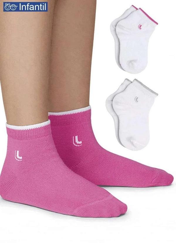 Lupo - Kit/3 Meia Lupo 2835-089 0908-Branca/Branca/Pink