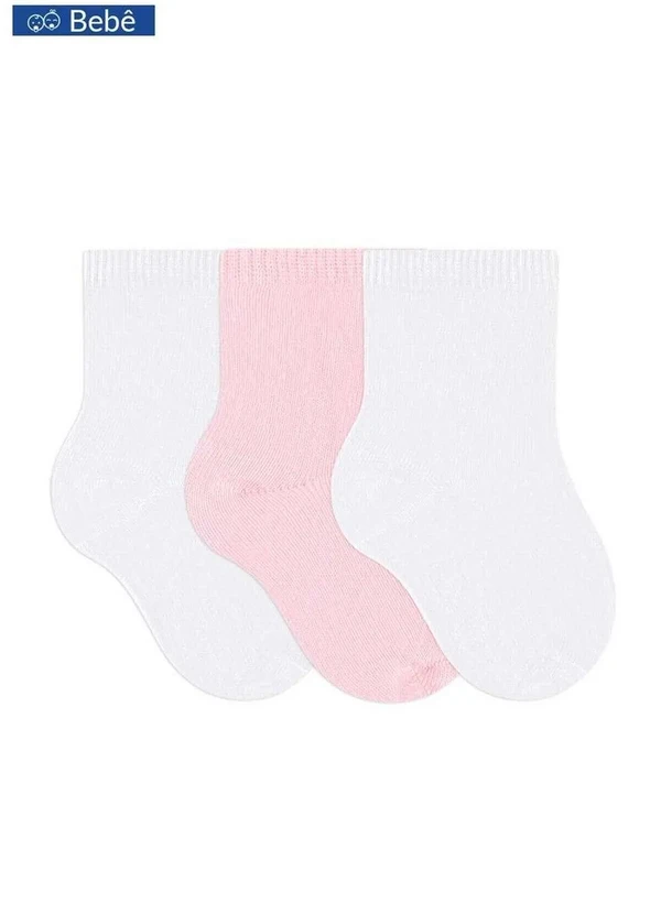 Selene - Kit/3 Meia Selene 1355-001 998-Branco/Rosa/Branco 2