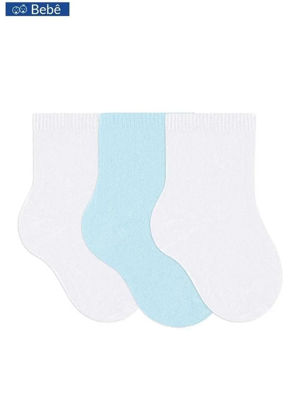 Selene - Kit/3 Meia Selene 1355-001 999-Branco/Azul-Claro/Branco 2