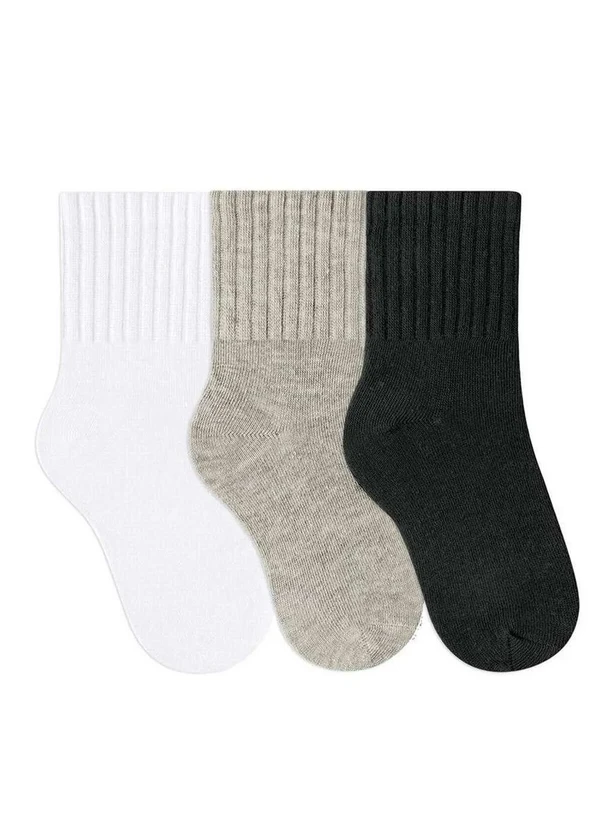 Selene - Kit com 3 Meias Selene 2370-001 996-Branco/Mescla/Preto 2