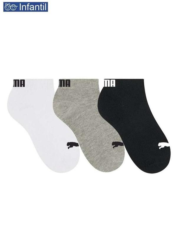Puma - Kit/3 Meia Puma 2710-001/003 999-Branco/Mescla/Preto