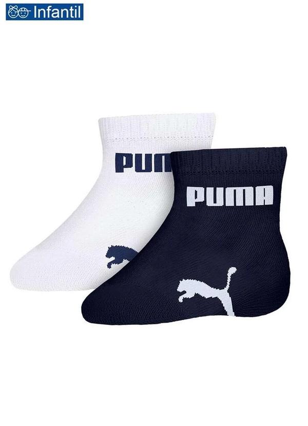 Puma - Kit com 2 Meias Puma 1770-001 998-Branco/Marinho