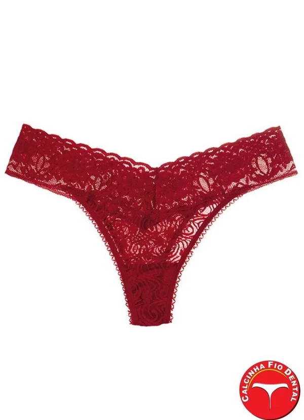 Demillus - Calcinha Fio Dental Buquê Demillus 51190 06-Carmim