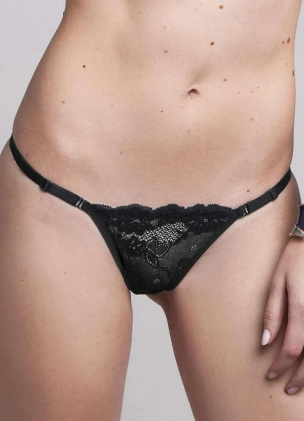 Darling - Calcinha Tanga String Darling 314.56 Pre-Preto-Liso