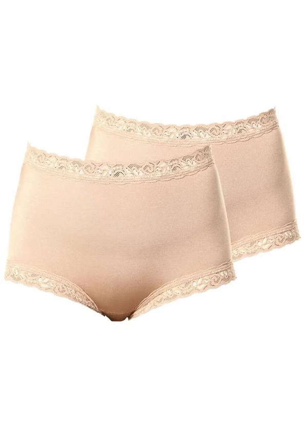 Demillus - Kit com 2 Calcinhas Alta Safira Demillus 57330 Bege