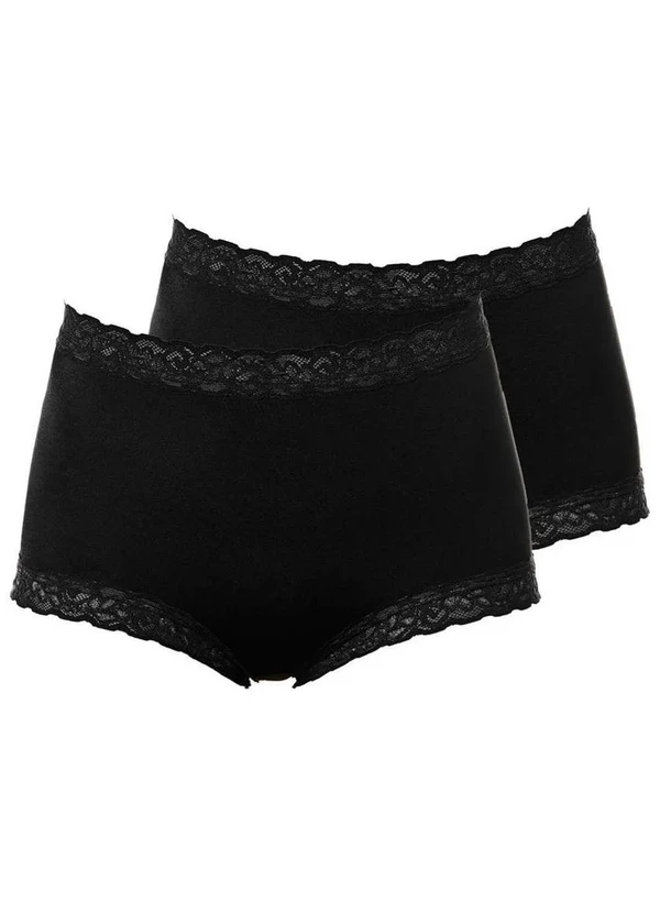 Demillus - Kit com 2 Calcinhas Alta Safira Demillus 57330 Preto