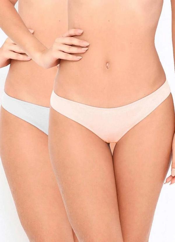 Love Secret - Kit com 2 Calcinhas Biquíni Love Secret 819301 531-Branco-Nude