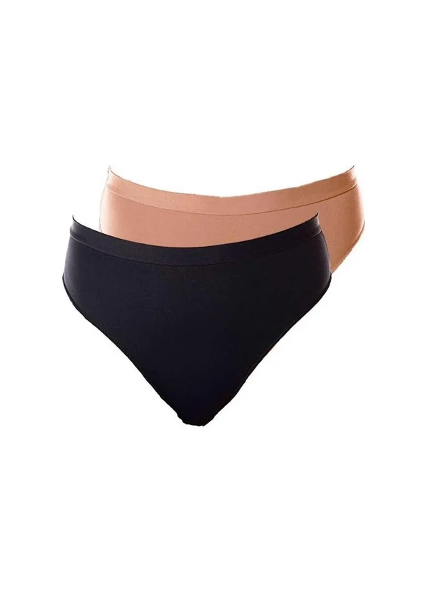 Demillus - Kit com 2 Calcinhas Demillus 26826 Colorido Marinho-Bege 1