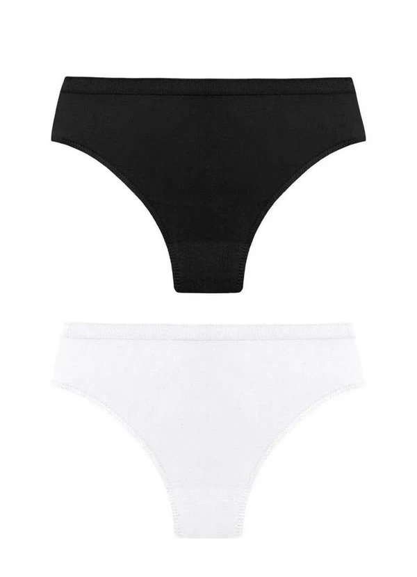 Trifil - Kit com 2 Calcinhas Trifil Co 1971 006-Preto/Branco 2