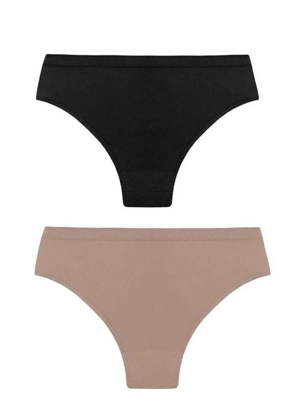 Trifil - Kit com 2 Calcinhas Trifil Co 1971 010-Preto/Macadã¢Mia