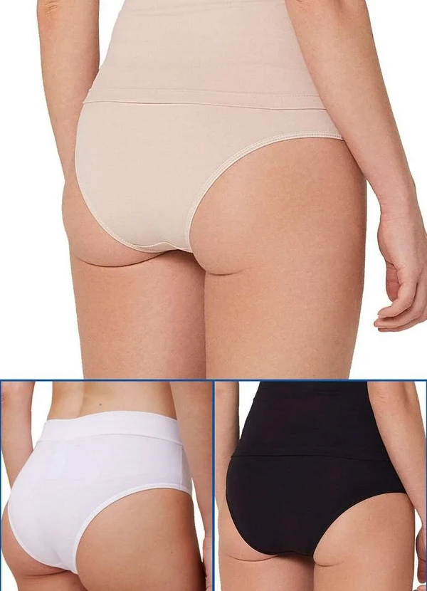 Hering - Kit com 3 Calcinhas Alta Hering 777r 1nof-Bege-Branco-Preto 3