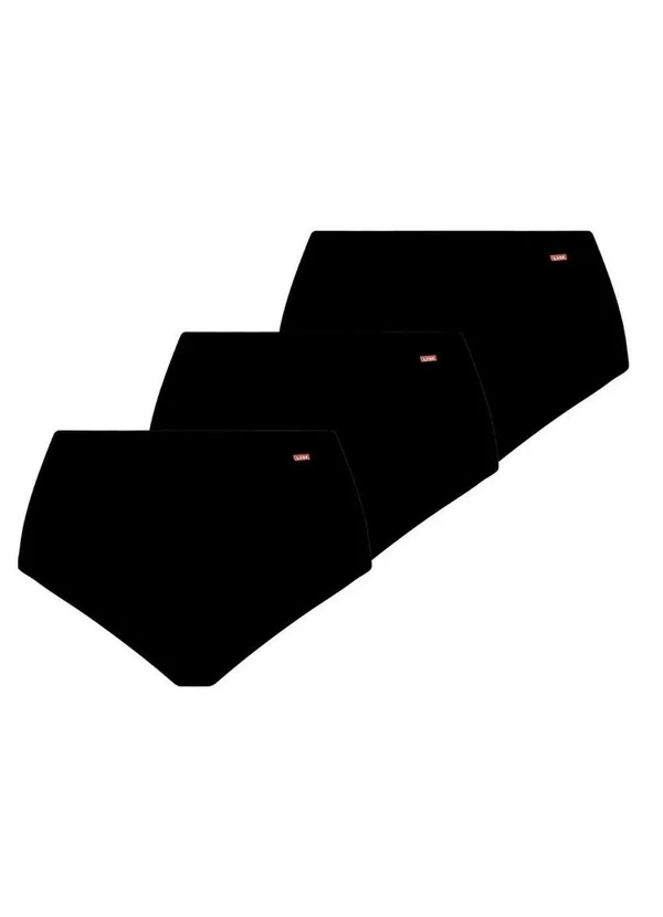 Lupo - Kit com 3 Calcinhas Alta Loba 40351-001 Plus Size Preto 1