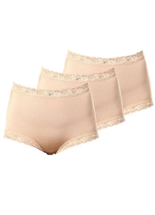 Demillus - Kit com 3 Calcinhas Alta Safira Demillus 57330 Bege