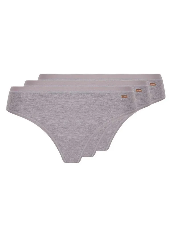 Lupo - Kit com 3 Calcinhas Biquíni Loba 40353-001 Plus Size Cinza-Mescla 1