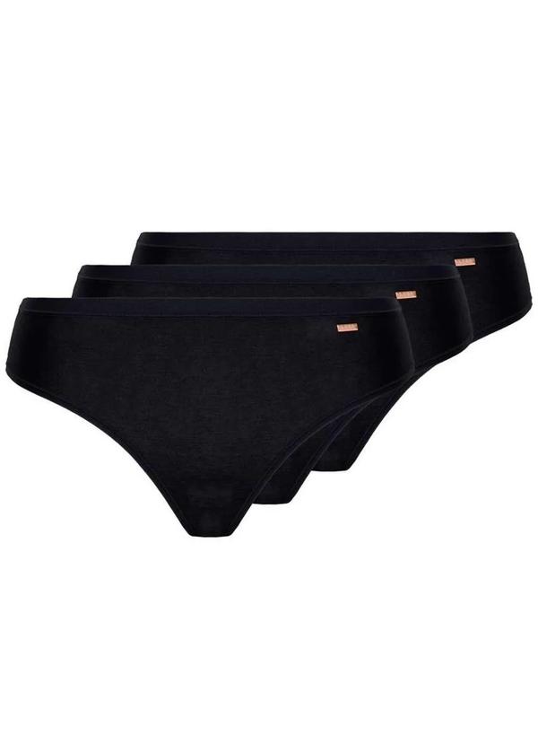 Lupo - Kit com 3 Calcinhas Biquíni Loba 40353-001 Plus Size Preto