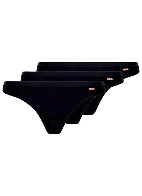 Lupo - Kit com 3 Calcinhas Tanga Loba 40354-001 Preto