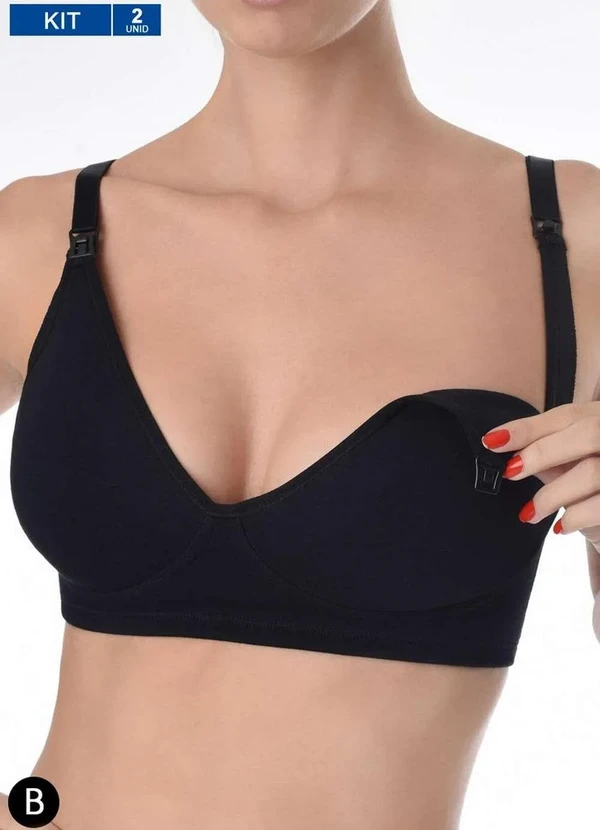 Love Secret - Kit/2 Sutiã Love Secret Amamentação 42102 Taça B 470-Chocolate-C--Poá-Preto 2