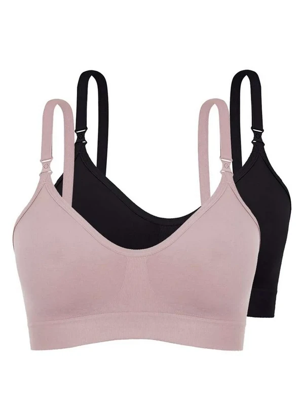 Lupo - Kit com 2 Sutiã sem Aro e sem Bojo Loba 41028-001 Taça B Nude-Preto